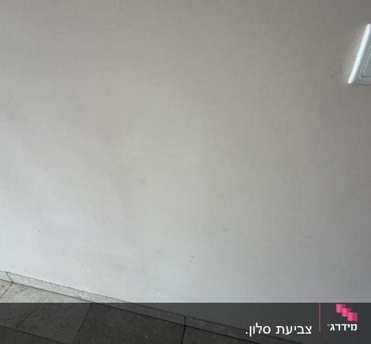 קיר פנים צבוע בגוון בהיר מעל רצפת אריחים